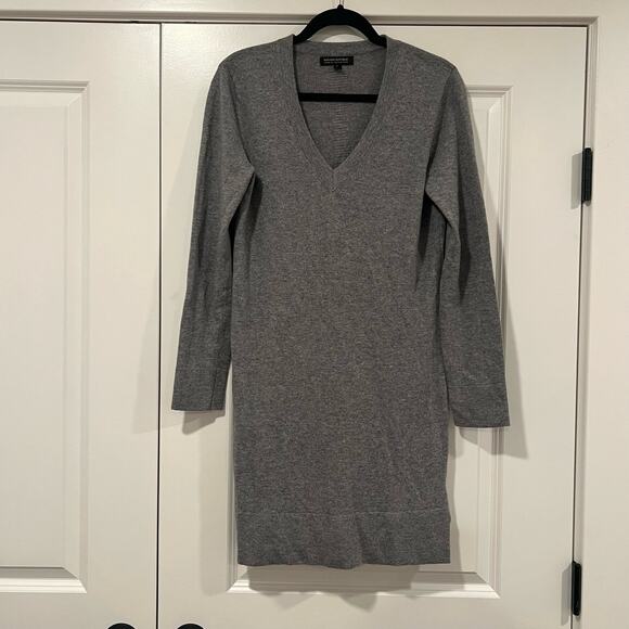 Banana Republic Women's Wool Cashmere Vneck Sweaterdress Grey Size Small - Picture 1 of 10